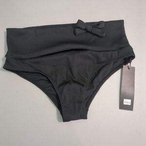 J. Hara black bikini bottom high waisted new with tags black bow 8